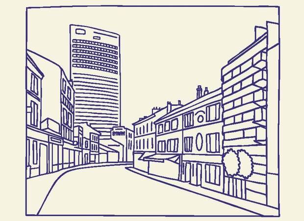 Caricature d'une rue de Courbevoie