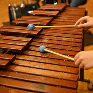 une personne jouant d'un instrument à percutions