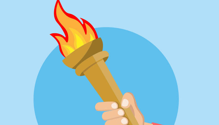 Affiche du passage de la flamme olympique à Courbevoie