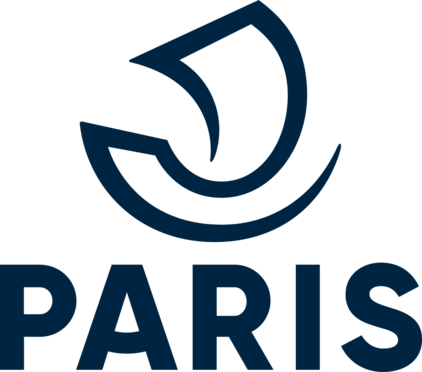 On y voit un bateau stylé, couleur bleu avec en-dessous écrit PARIS en majuscule
