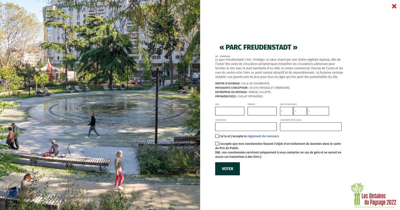 Votez pour le parc Freudenstadt de Courbevoie