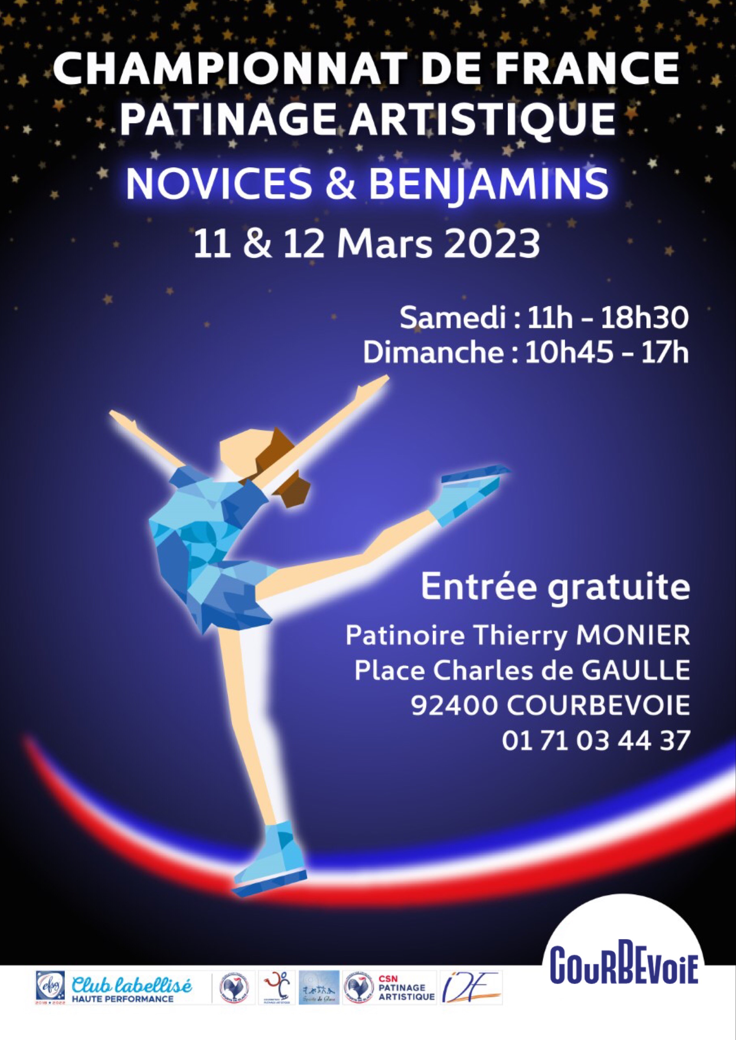 Affiche du championnat de France de patinage artistique à Courbevoie