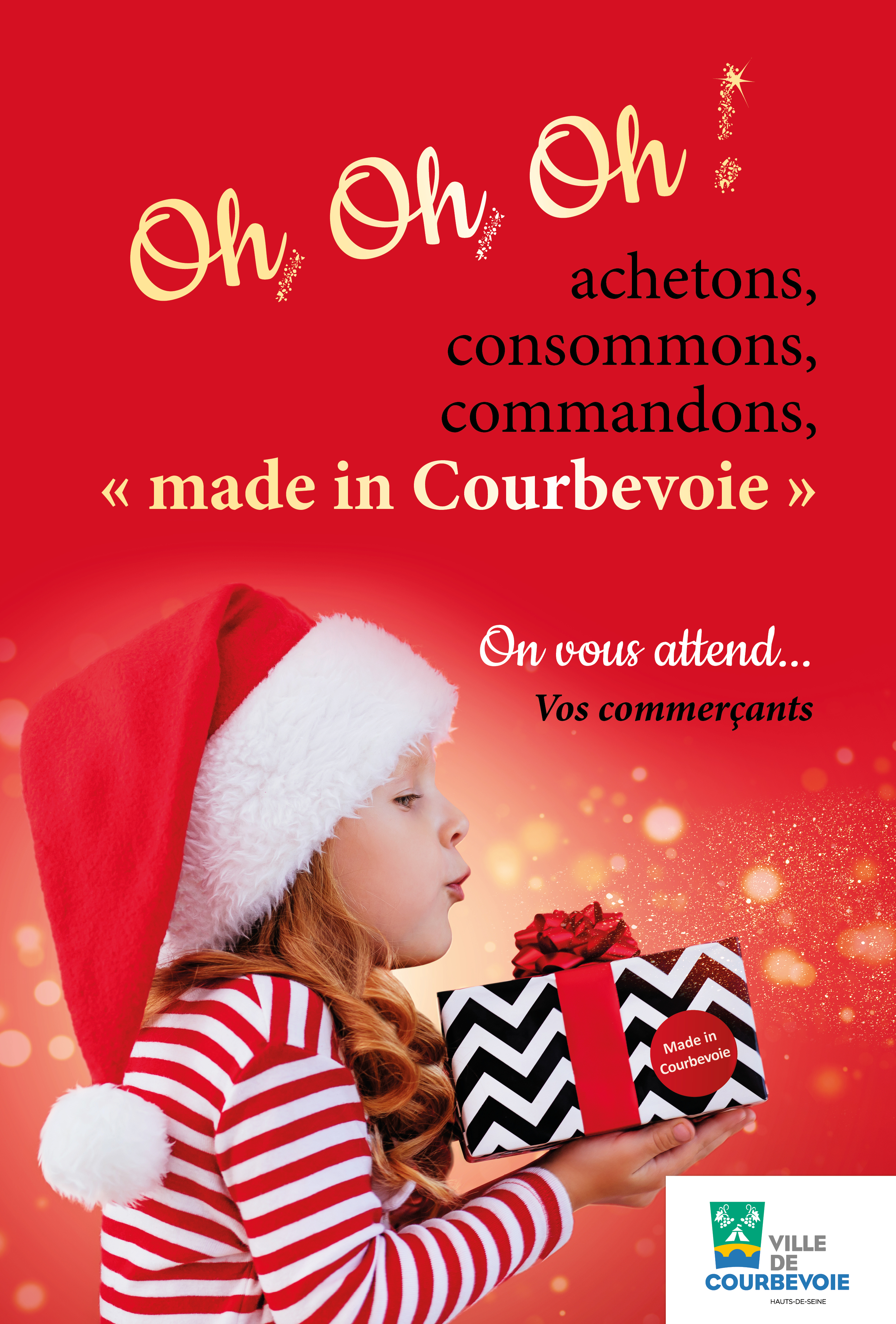 Campagne de communication municipale de la Ville de Courbevoie- Noël made in Courbevoie - format MUPI - Noël 2022