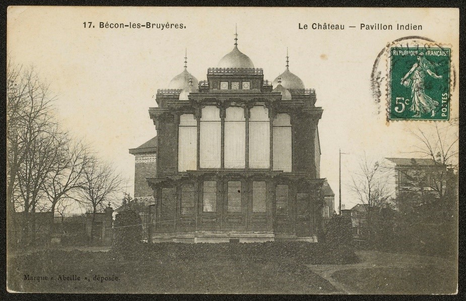 Bécon-les-Bruyères, Le Château - Pavillon indien, début XXe siècle, carte postale, musée Roybet Fould.